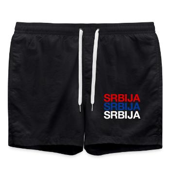 Serbia Serbien  - Badeshorts - Schwarz - Vorne - AI Model Male 185 light (185cm)