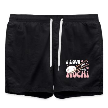 Je t’aime beaucoup mochi kawaii gâteau de riz mochi - Short de bain - noir - Devant - AI Model Male 185 light (185cm)
