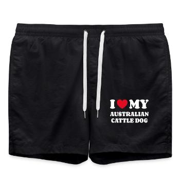 I Love My Australian Cattle Dog Hund Besitzer - Badeshorts - Schwarz - Vorne - AI Model Male 185 light (185cm)