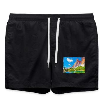 Lac dans les Dolomites avec effet peinture - Short de bain - noir - Devant - AI Model Male 185 light (185cm)
