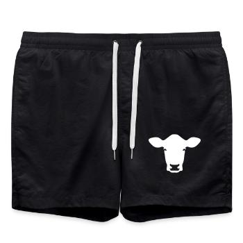 Kuh Farm Tier Kopf Silhouette Icon Vektor  - Badeshorts - Schwarz - Vorne - AI Model Male 185 light (185cm)