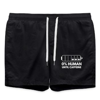 Caffeine Gauge Coffee Tee Fans - Swim Trunks - black - Front - AI Model Male 185 light (185cm)