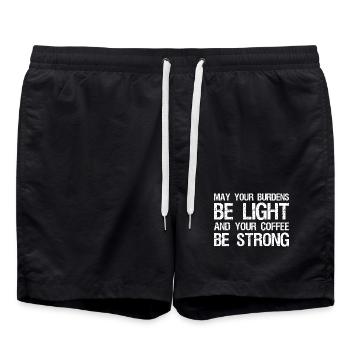 Que tes fardeaux soient légers et ton café - Short de bain - noir - Devant - AI Model Male 185 light (185cm)