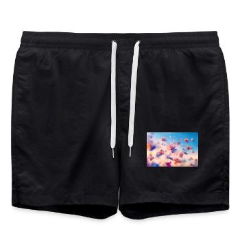 Des fleurs fluides en pastel - Short de bain - noir - Devant - AI Model Male 185 light (185cm)