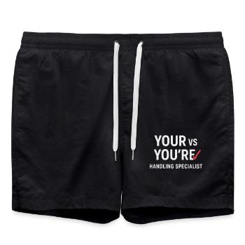 Grammaire Oxford Virgule Règles de la langue - Short de bain - noir - Devant - AI Model Male 185 light (185cm)