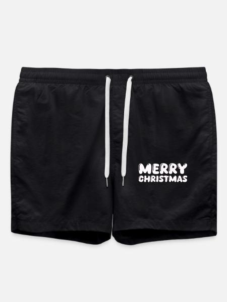 Cuddly Merry Christmas lettering - Swim Trunks - black