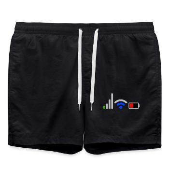Tech-Signal- und Batterie-WLAN-Netzwerk-Icons - Badeshorts - Schwarz - Vorne - AI Model Male 185 light (185cm)