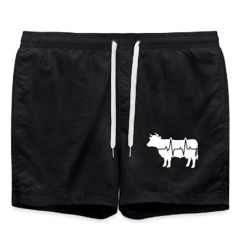 Kuh Herzschlag EKG Landwirt Grunge Vektor - Badeshorts - Schwarz - Vorne - AI Model Male 185 light (185cm)