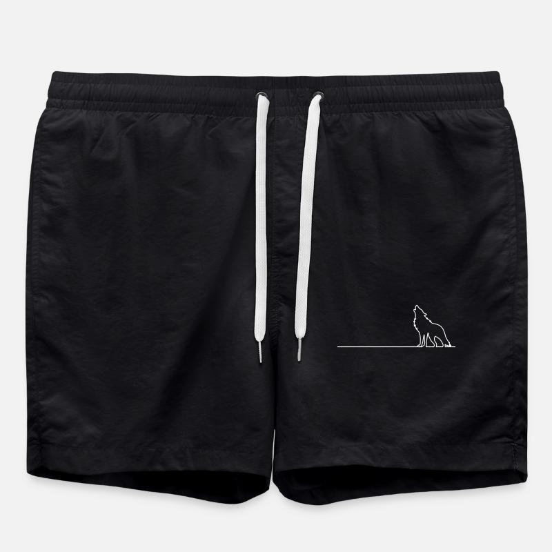 Wolf Outline - Swim Trunks - black