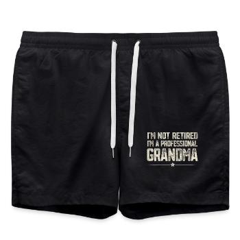 Professionelle Oma - Badeshorts - Schwarz - Vorne - AI Model Male 185 light (185cm)