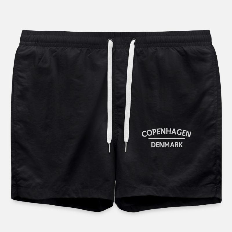Copenhagen – Denmark Textdesign - Swim Trunks - black