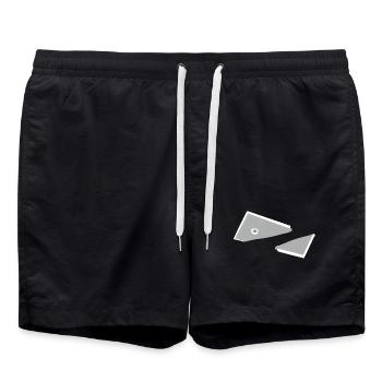 Triangles monochromes abstraits de poissons - Short de bain - noir - Devant - AI Model Male 185 light (185cm)