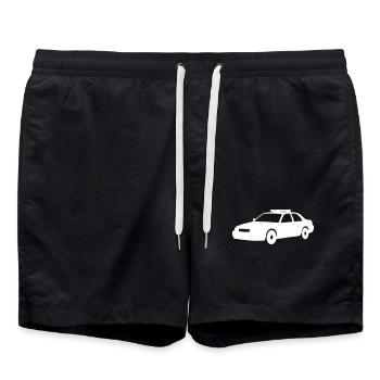 US Police Car Auto Silhouette Vector - Swim Trunks - black - Front - AI Model Male 185 light (185cm)