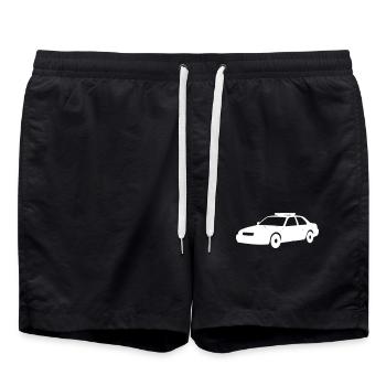 US Police Car Auto Silhouette Vector - Swim Trunks - black - Front - AI Model Male 185 light (185cm)