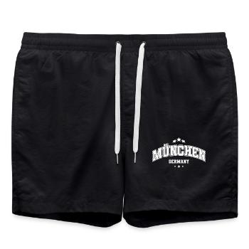 Munich Germany Vintage Style College - Badeshorts - Schwarz - Vorne - AI Model Male 185 light (185cm)