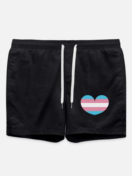 Trans heart flag - Swim Trunks - black