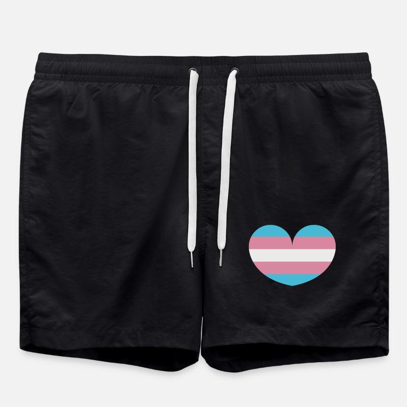 Trans heart flag - Swim Trunks - black
