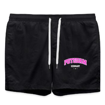 Potsdam Pink Retro Germany Lettering College - Badeshorts - Schwarz - Vorne - AI Model Male 185 light (185cm)