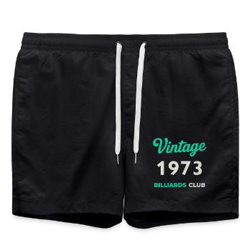 Millésime 1973 – Année de naissance rétro du Billiards Club - Short de bain - noir - Devant - AI Model Male 185 light (185cm)