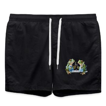 Deux cuisiniers grenouilles au dîner - Short de bain - noir - Devant - AI Model Male 185 light (185cm)