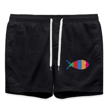 POISSON. POISSON D'AVRIL. VACANCES. ETE. HUMOUR - Short de bain - noir - Devant - AI Model Male 185 light (185cm)