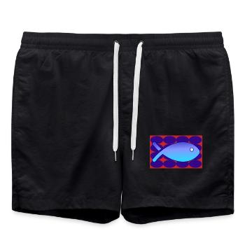 FISCH. SARDINE. APRILSCHERZ. MEER. OZEAN - Badeshorts - Schwarz - Vorne - AI Model Male 185 light (185cm)