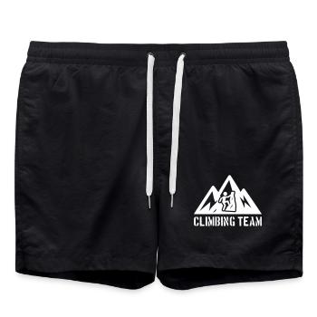 Klettern Team Berge Bergsteigen - Badeshorts - Schwarz - Vorne - AI Model Male 185 light (185cm)