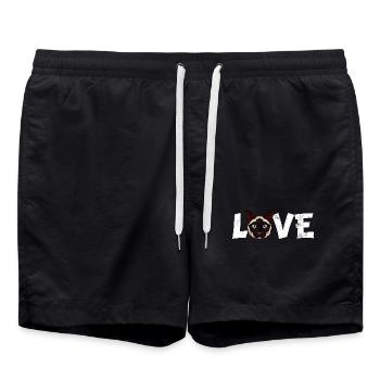 Siamkatze Liebe Cartoon-Gesicht Blaue Augen Katzenmama - Badeshorts - Schwarz - Vorne - AI Model Male 185 light (185cm)