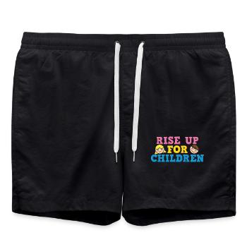 Rise Up For Children Cute Advocacy Kids Graphic - Badeshorts - Schwarz - Vorne - AI Model Male 185 light (185cm)