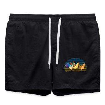 Hahn und Hühner - Badeshorts - Schwarz - Vorne - AI Model Male 185 light (185cm)