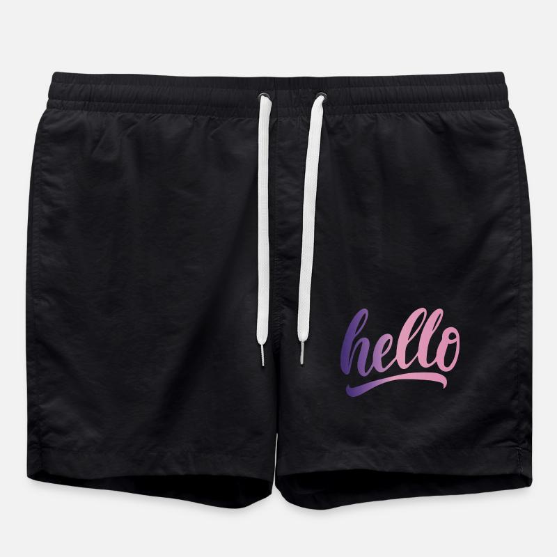Hello greeting cheerful gradient writing - Swim Trunks - black
