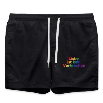 L’amour n’est pas un crime – déclaration de fierté - Short de bain - noir - Devant - AI Model Male 185 light (185cm)