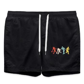 Silhouettes dynamiques de bowling en couleurs - Short de bain - noir - Devant - AI Model Male 185 light (185cm)