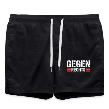 Contre la droite - Slogan drôle Antifa - Short de bain - noir - Devant - AI Model Male 185 light (185cm)