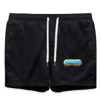Graffiti CHARLES Name Geschenk Ideal Druckbar s - Badeshorts - Schwarz - Vorne - AI Model Male 185 light (185cm)