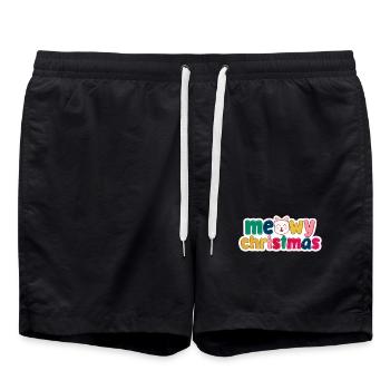 Katzenweihnachten – Miau-Weihnachten - Badeshorts - Schwarz - Vorne - AI Model Male 185 light (185cm)