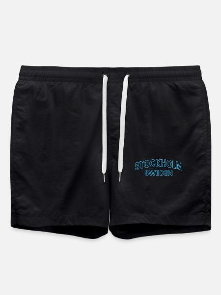 Stockholm Sweden Neon Outline - Swim Trunks - black