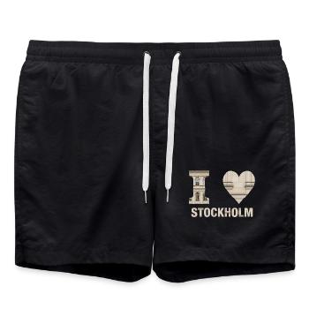 J’adore Stockholm – Design architectural nordique - Short de bain - noir - Devant - AI Model Male 185 light (185cm)