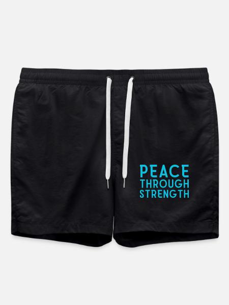 Peace Through Strength  - Swim Trunks - black