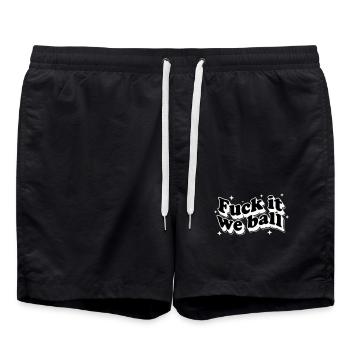 Scheiß drauf, wir sind Ball – Retro Stars White - Badeshorts - Schwarz - Vorne - AI Model Male 185 light (185cm)