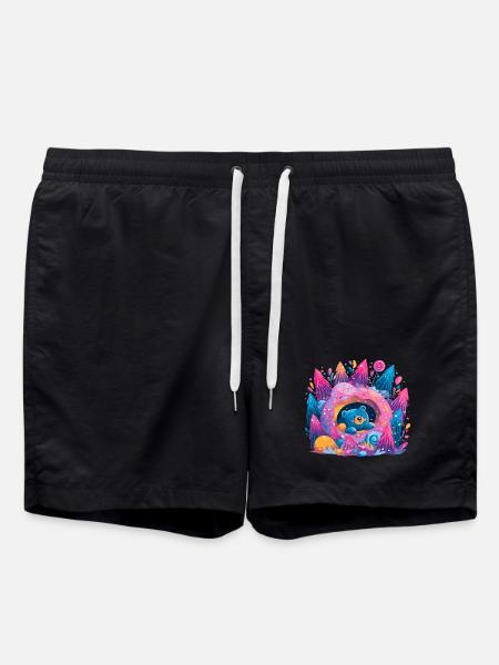 Bär im Donut-Traum Neonwald - Badeshorts - Schwarz