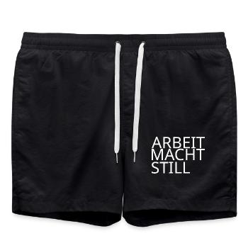 Le travail vous immobilise – Chemise de travail - Short de bain - noir - Devant - AI Model Male 185 light (185cm)
