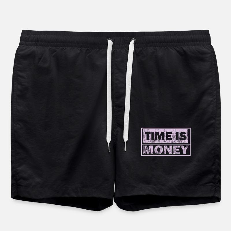 Zeit ist Geld Neon-Panel - Badeshorts - Schwarz
