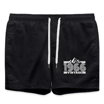 60. Geburtstag Jahrgang 1966 Vintage Berge Wandern - Badeshorts - Schwarz - Vorne - AI Model Male 185 light (185cm)