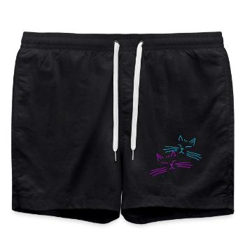 Katze Katzen Retro Vintage Party  - Badeshorts - Schwarz - Vorne - AI Model Male 185 light (185cm)