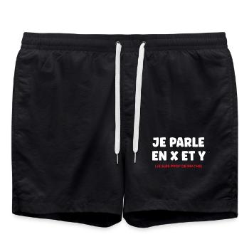 Je Parle en X et Y — Prof de Maths - Short de bain - noir - Devant - AI Model Male 185 light (185cm)