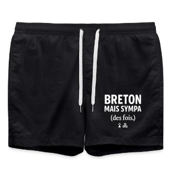 Brittany funny - Breton but nice sometimes - Swim Trunks - black - Front - AI Model Male 185 light (185cm)