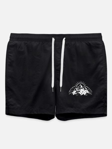 Mountains Landscape Icon - Swim Trunks - black