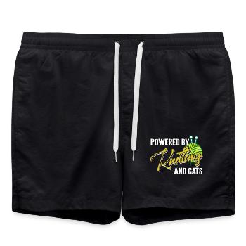 Propulsé par le tricot et la vie humoristique des chats - Short de bain - noir - Devant - AI Model Male 185 light (185cm)
