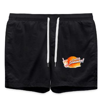Endlich Sommer Sonnen Drink Grafik - Badeshorts - Schwarz - Vorne - AI Model Male 185 light (185cm)